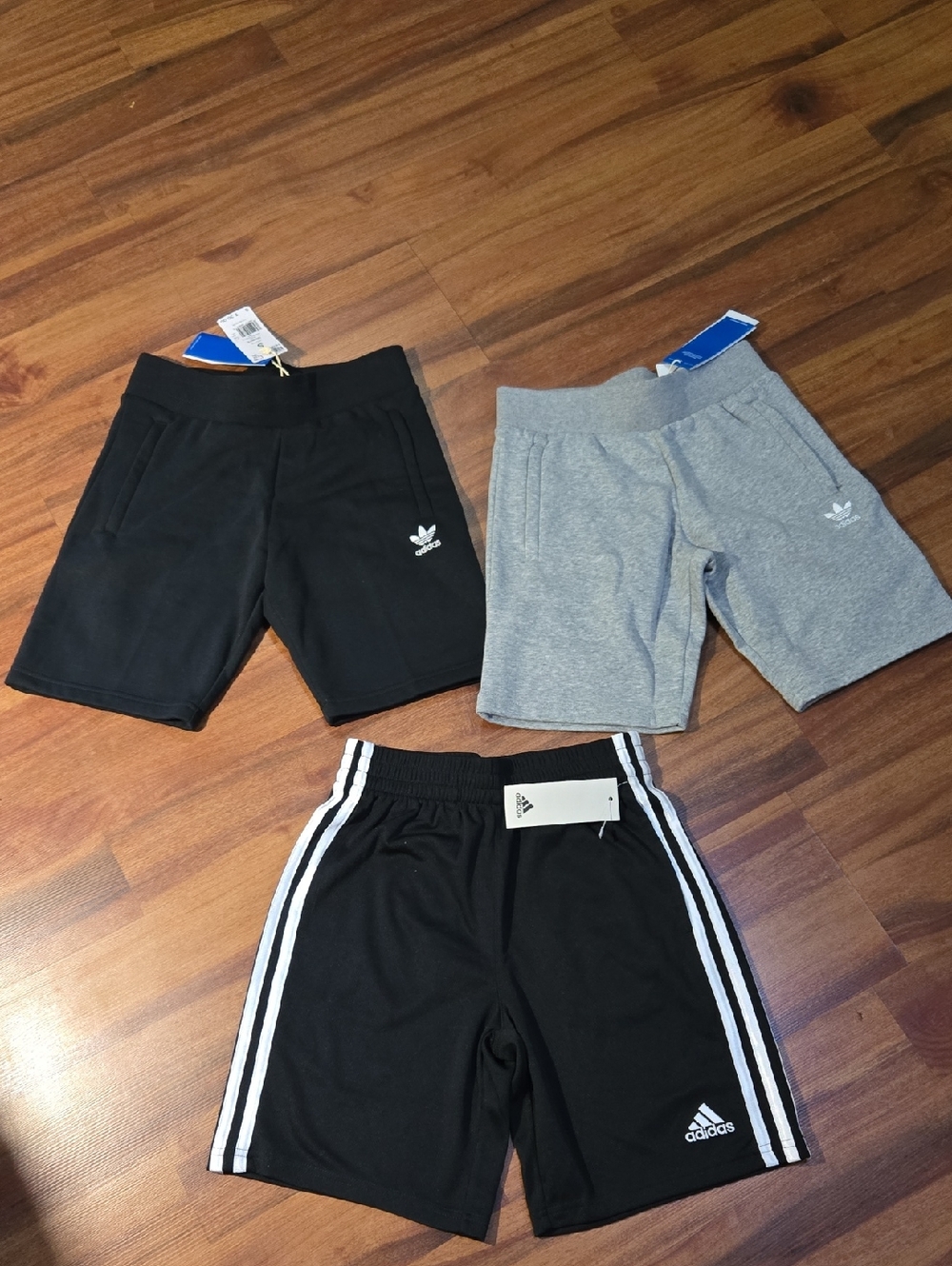 bundle adidas Kids 3-Pack Black & Gray Athletic Shorts Set Nwt Size 8